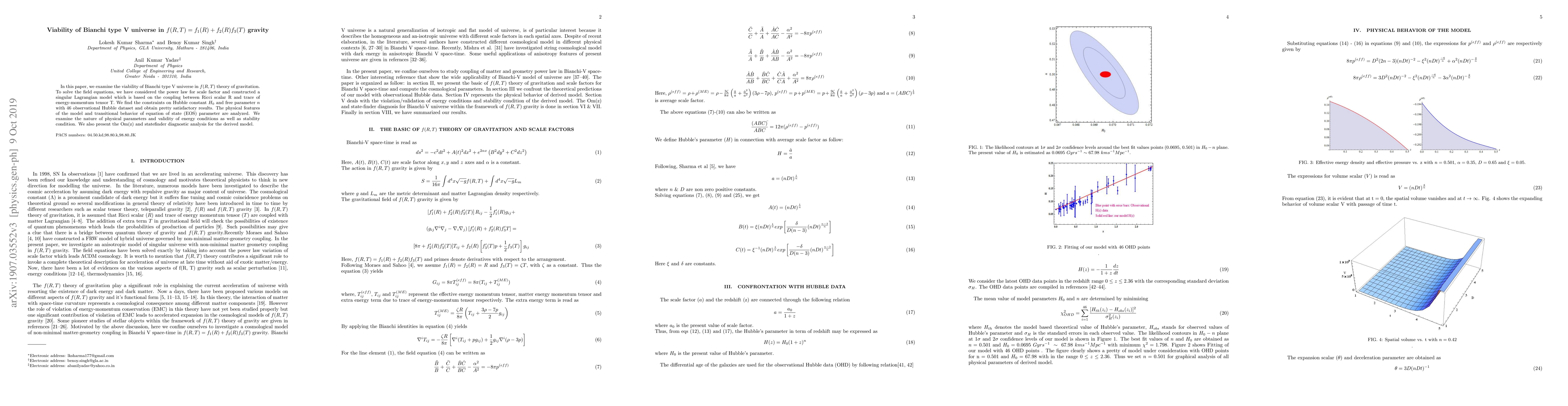 Thumbnail for Viability of Bianchi type V Universe in $f(R,T)=
  f_{1}(R)+f_{2}(R)f_{3}(T)$ gravity