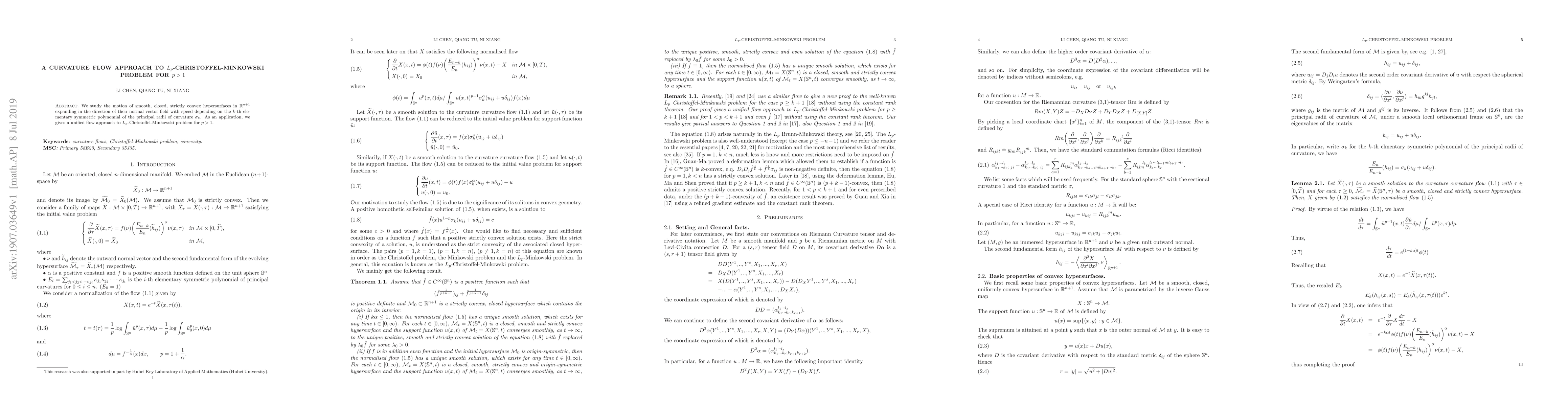 Thumbnail for A curvature flow approach to Lp-Christoffel-Minkowski problem for p>1