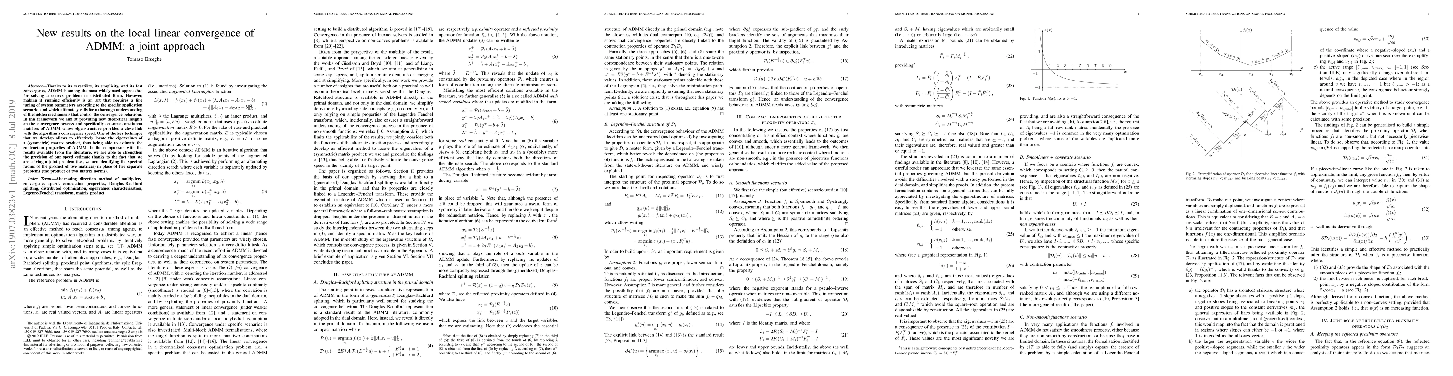 Thumbnail for New results on the local linear convergence of ADMM: a joint approach