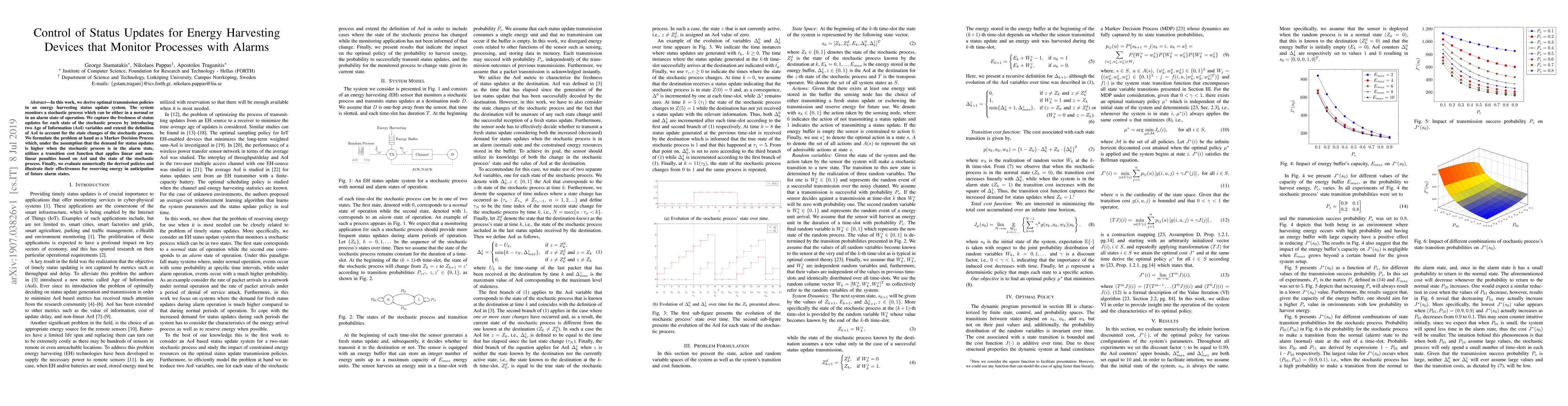 Thumbnail for Control of Status Updates for Energy Harvesting Devices that Monitor
  Processes with Alarms