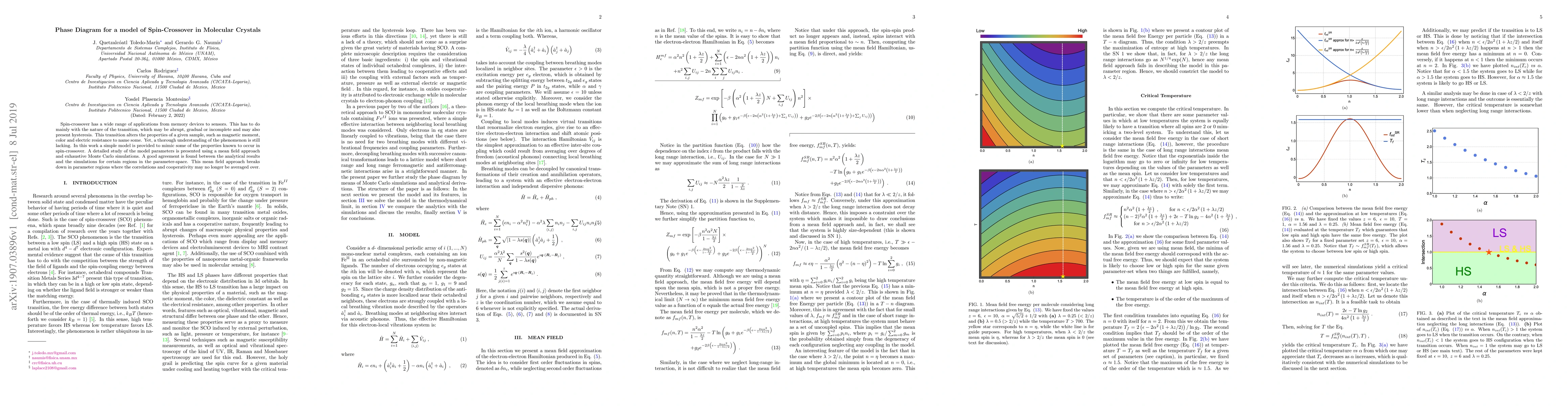 Thumbnail for Phase Diagram for a model of Spin-Crossover in Molecular Crystals