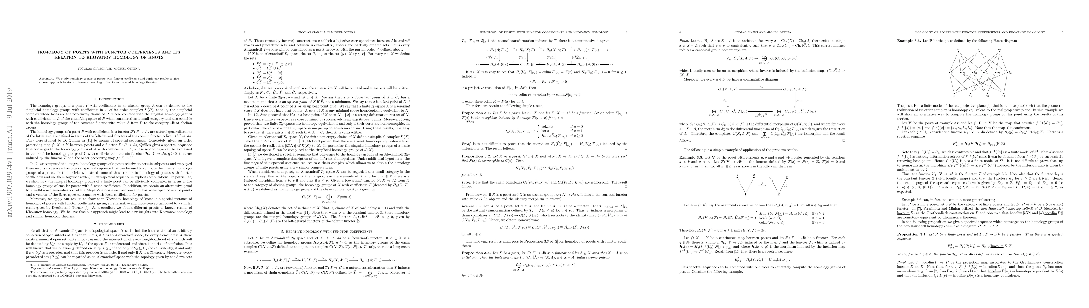 Thumbnail for Homology of posets with functor coefficients and its relation to
  Khovanov homology of knots