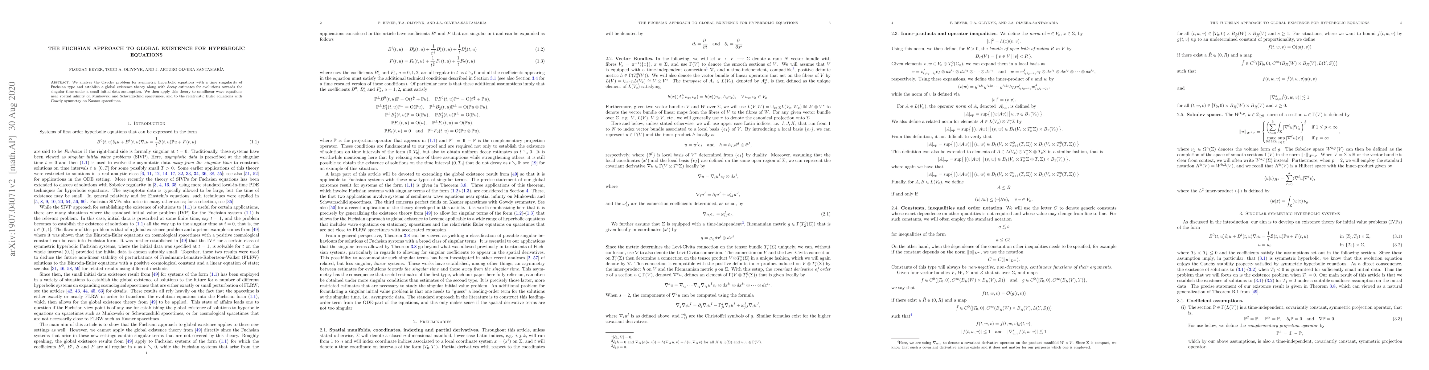 Thumbnail for The Fuchsian approach to global existence for hyperbolic equations