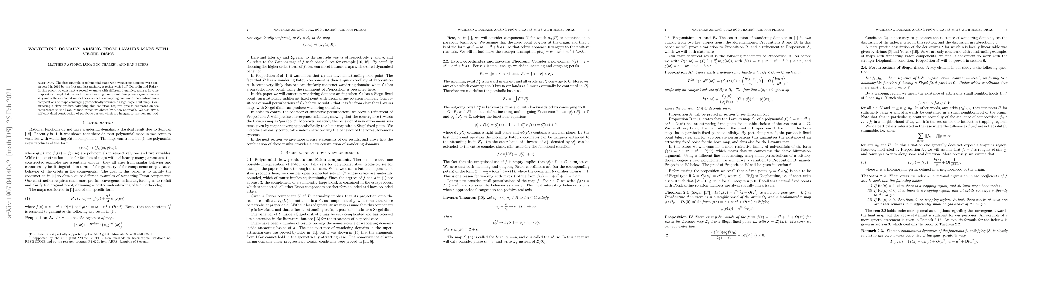 Thumbnail for Wandering domains arising from Lavaurs maps with Siegel disks