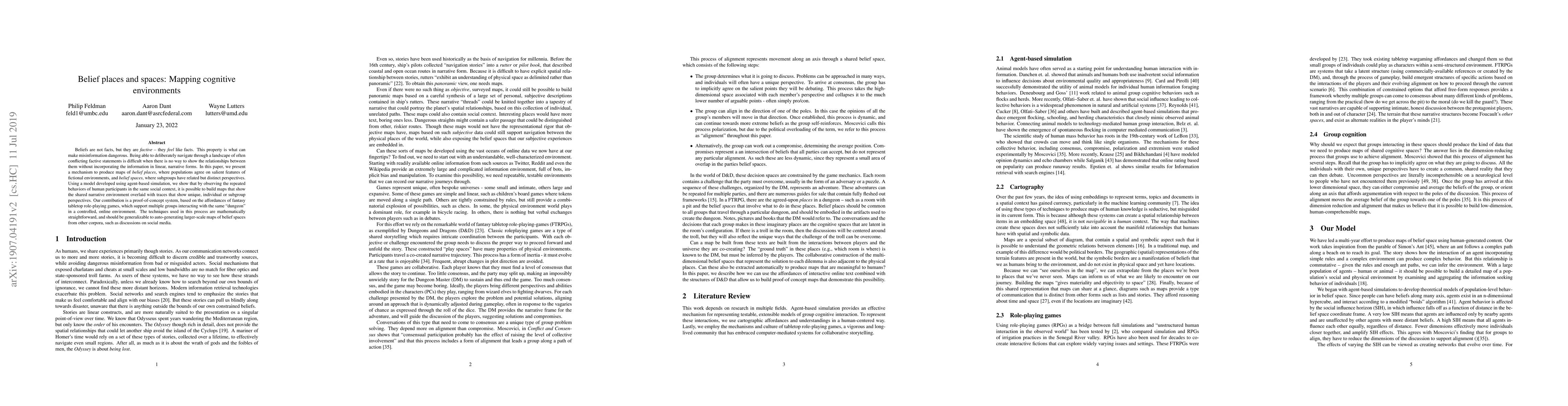 Thumbnail for Belief places and spaces: Mapping cognitive environments