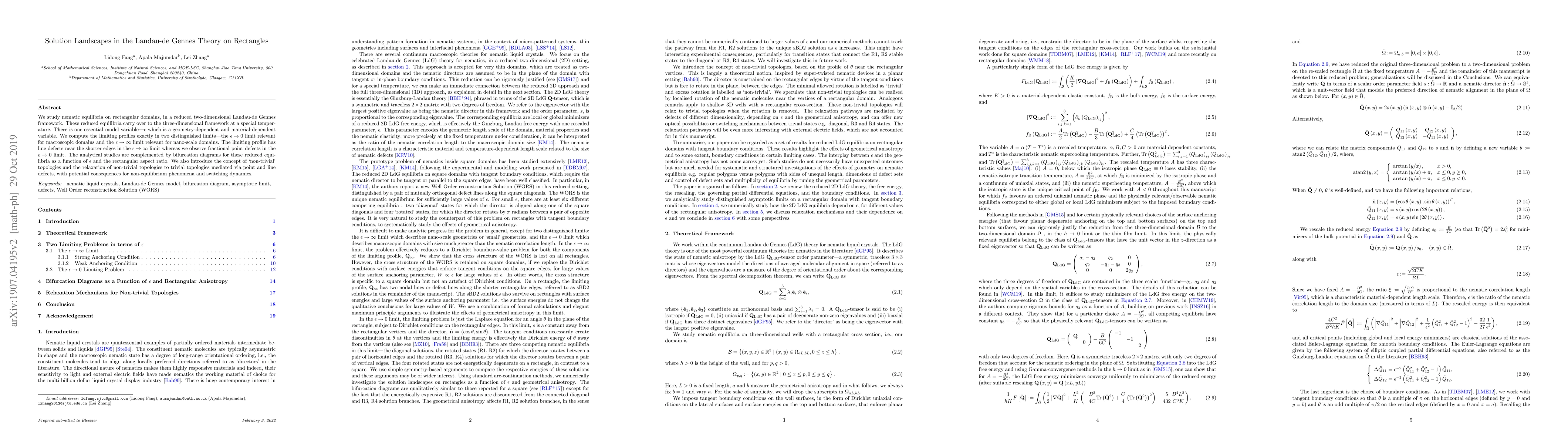 Thumbnail for Solution Landscapes in the Landau-de Gennes Theory on Rectangles