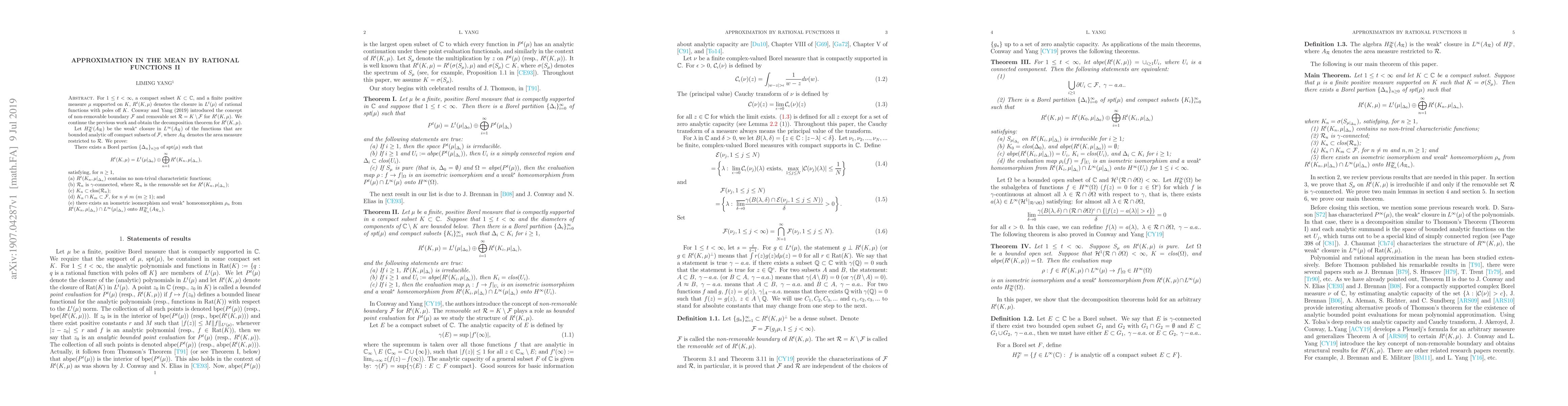 Thumbnail for Approximation in the mean by rational functions II