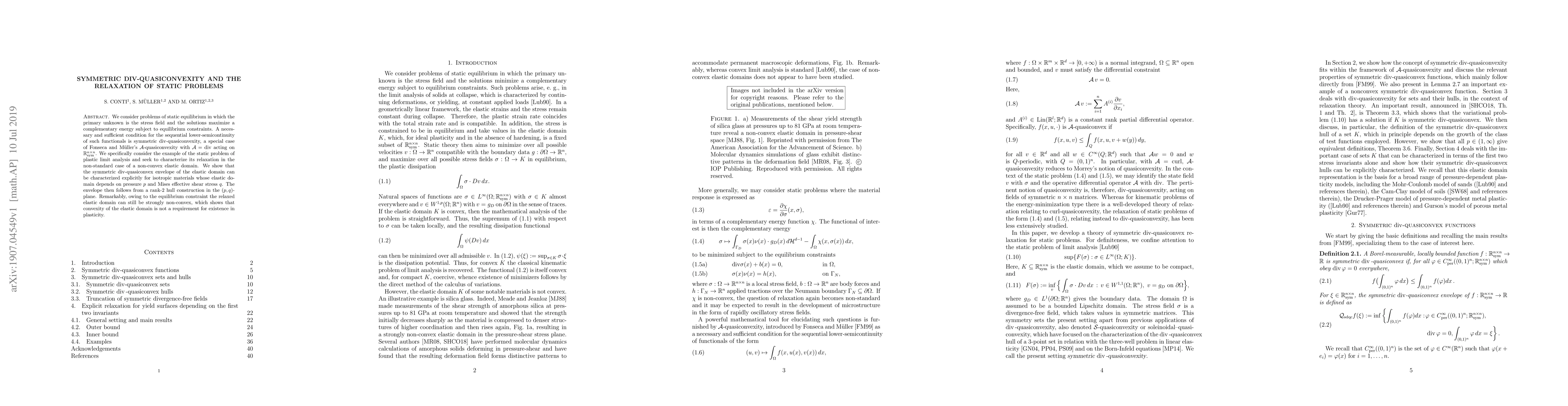 Thumbnail for Symmetric div-quasiconvexity and the relaxation of static problems