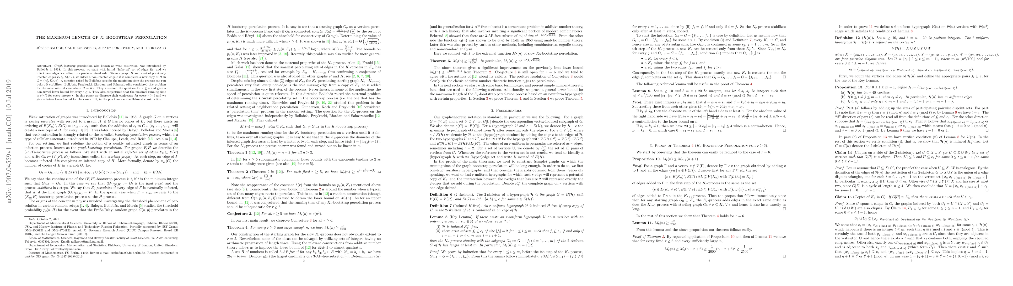 Thumbnail for The maximum length of $K_r$-Bootstrap Percolation