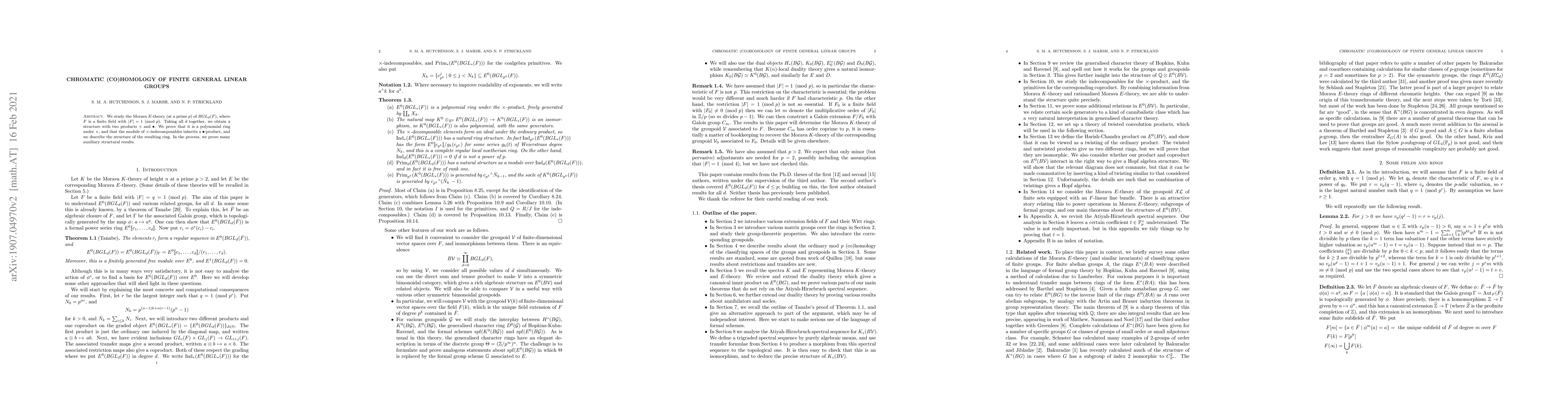 Thumbnail for Chromatic (co)homology of finite general linear groups