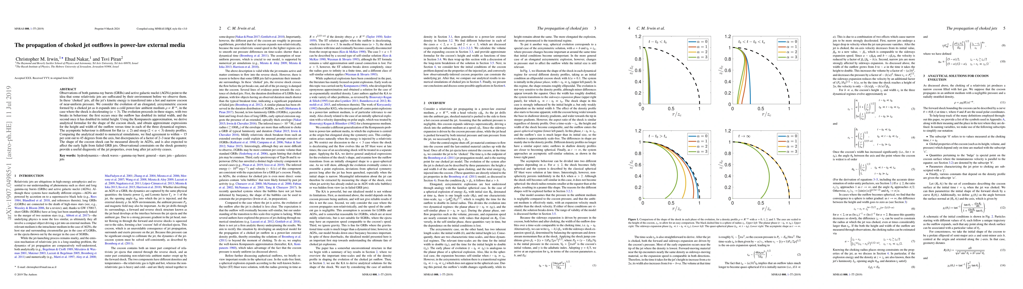 Thumbnail for The propagation of choked jet outflows in power-law external media
