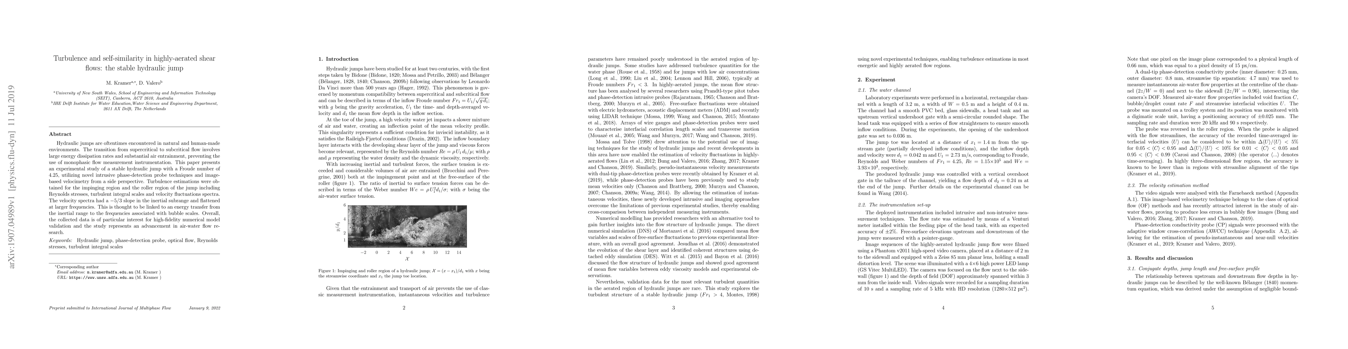 Thumbnail for Turbulence and self-similarity in highly-aerated shear flows: the stable
  hydraulic jump