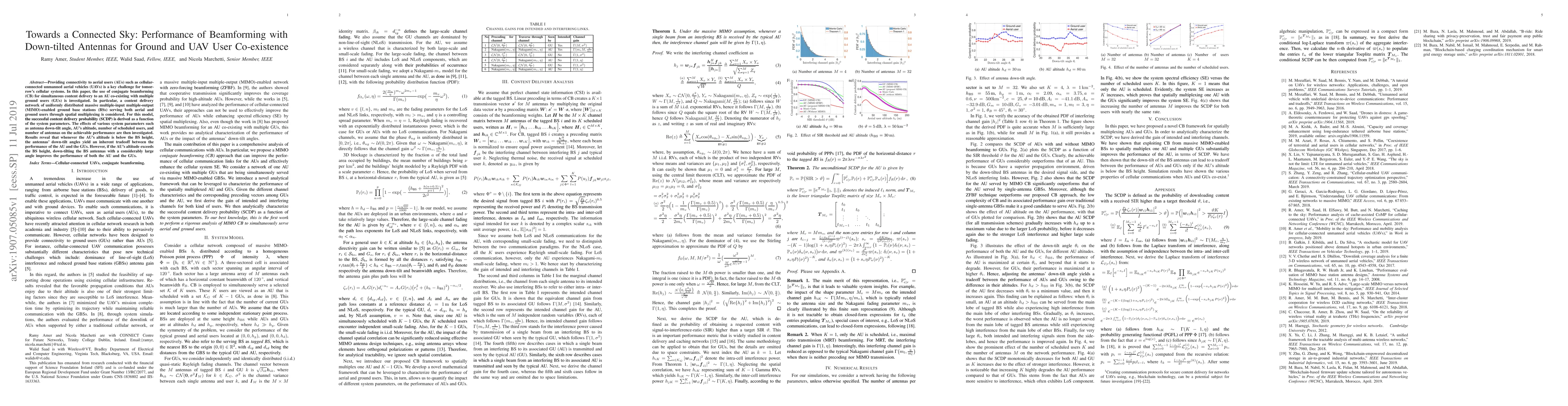 Thumbnail for Towards a Connected Sky: Performance of Beamforming with Down-tilted
  Antennas for Ground and UAV User Co-existence