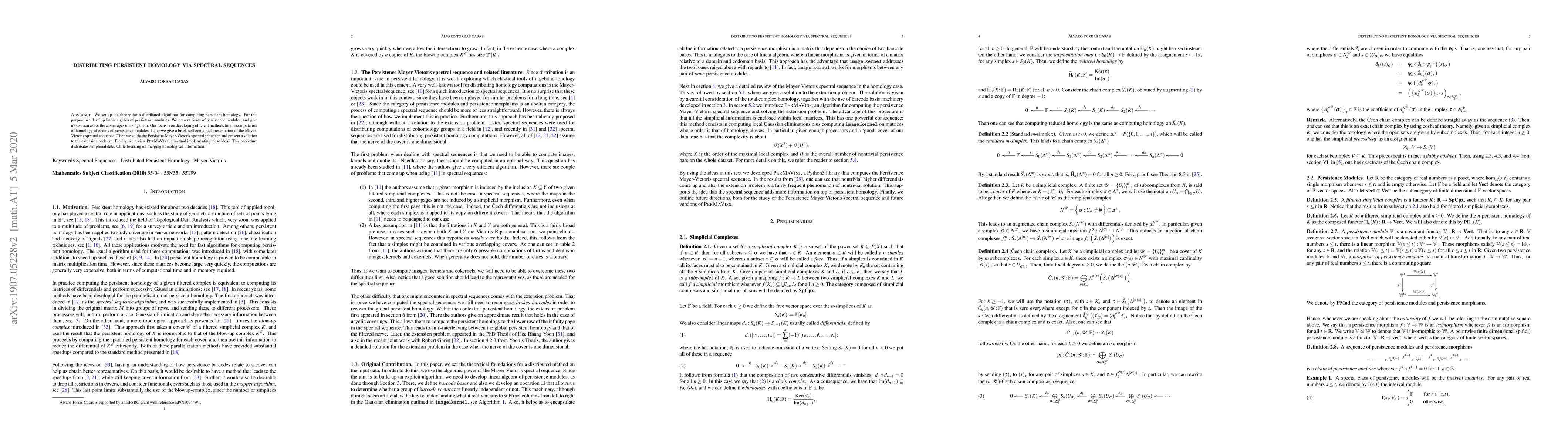 Thumbnail for Distributing Persistent Homology via Spectral Sequences