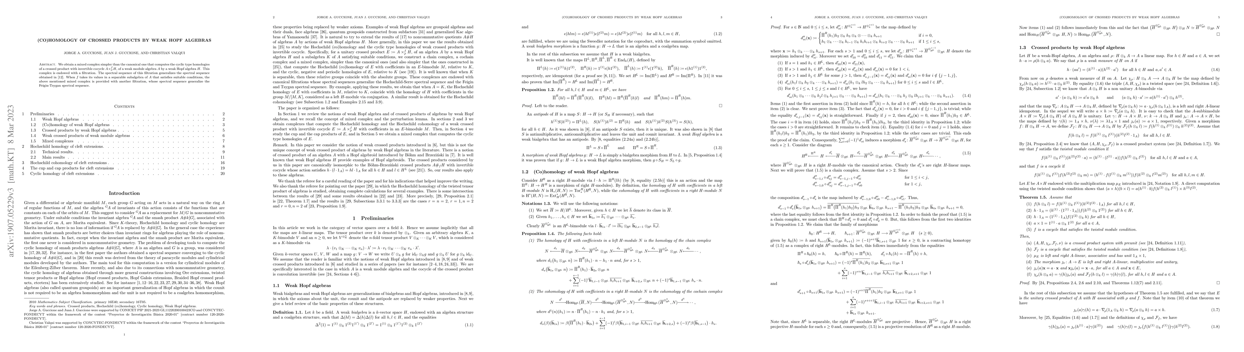 Thumbnail for (Co)homology of Crossed Products by Weak Hopf Algebras