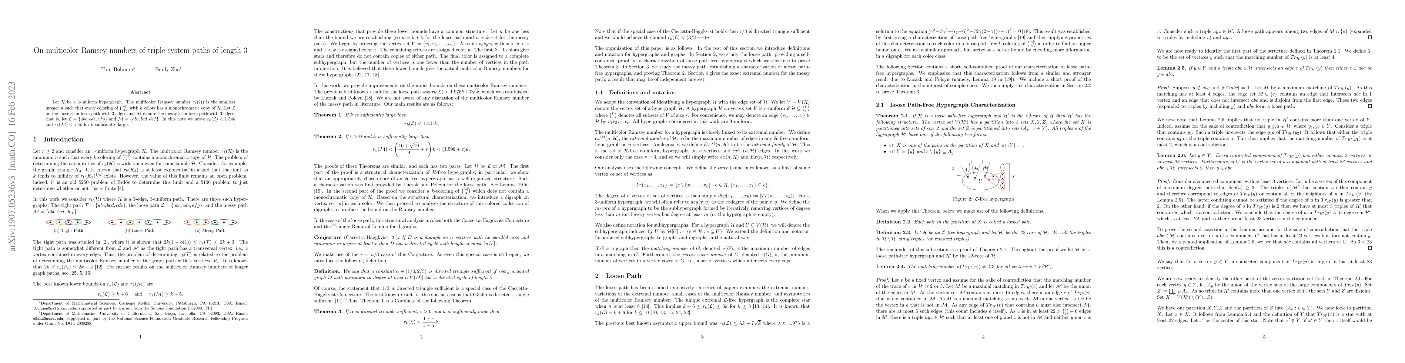 Thumbnail for On multicolor Ramsey numbers of triple system paths of length 3