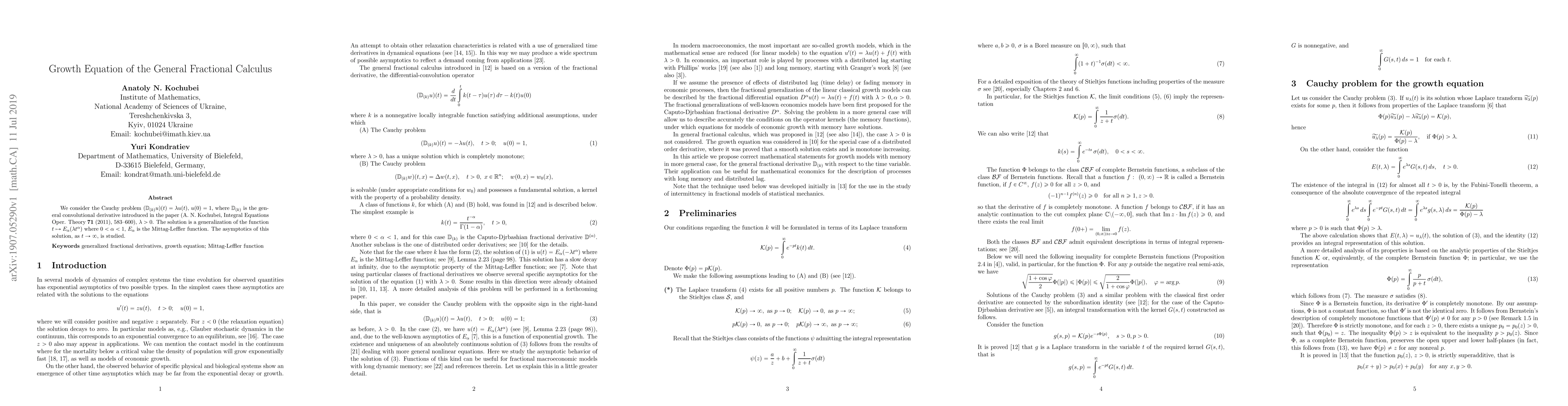 Thumbnail for Growth Equation of the General Fractional Calculus