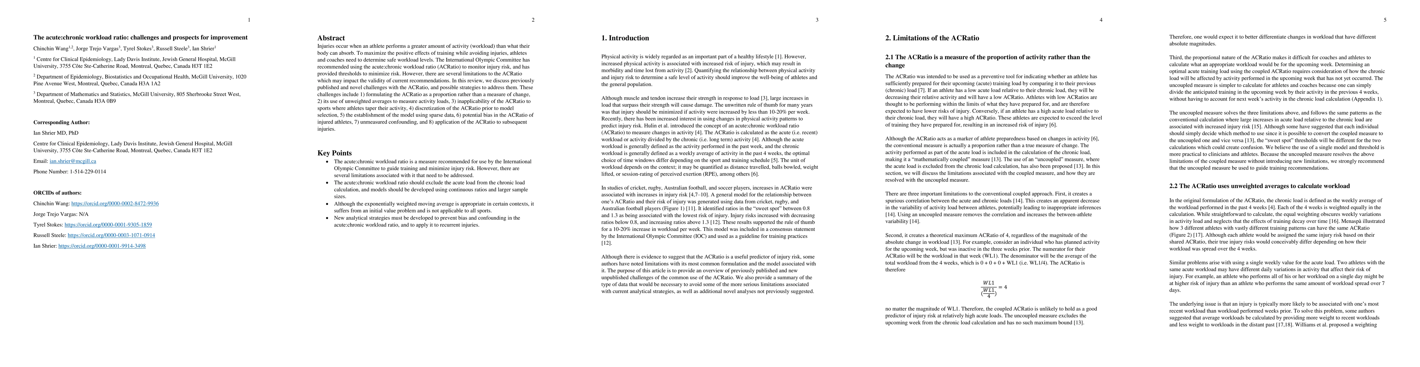 Thumbnail for The acute:chronic workload ratio: challenges and prospects for
  improvement
