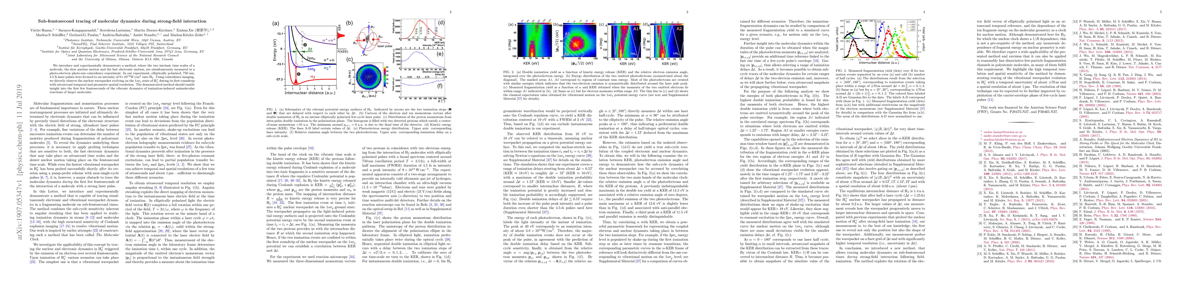 Thumbnail for Sub-femtosecond tracing of molecular dynamics during strong-field
  interaction