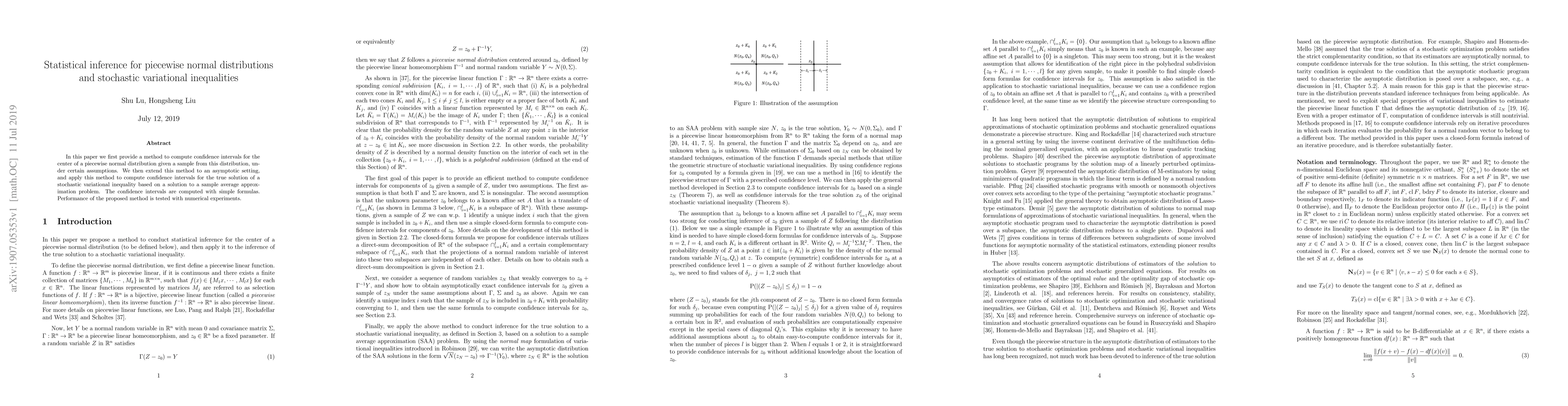 Thumbnail for Statistical inference for piecewise normal distributions and stochastic
  variational inequalities