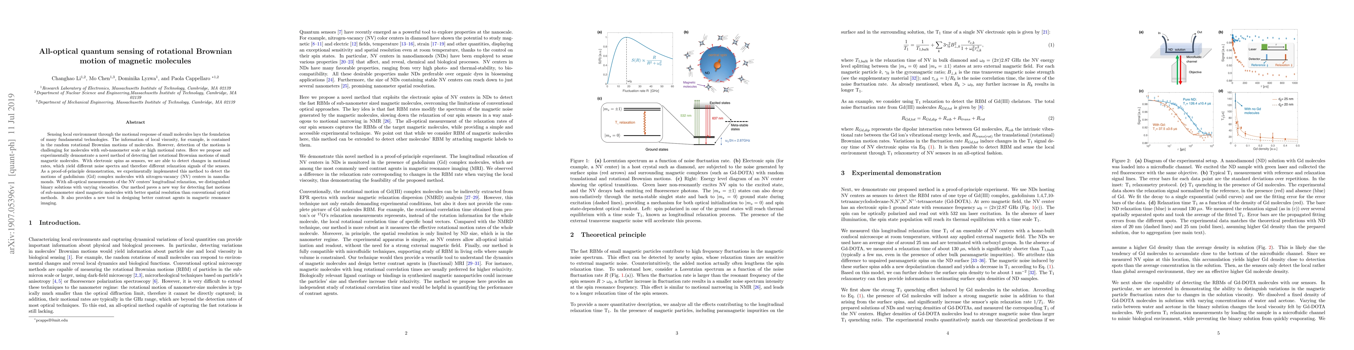 Thumbnail for All-optical quantum sensing of rotational Brownian motion of magnetic
  molecules