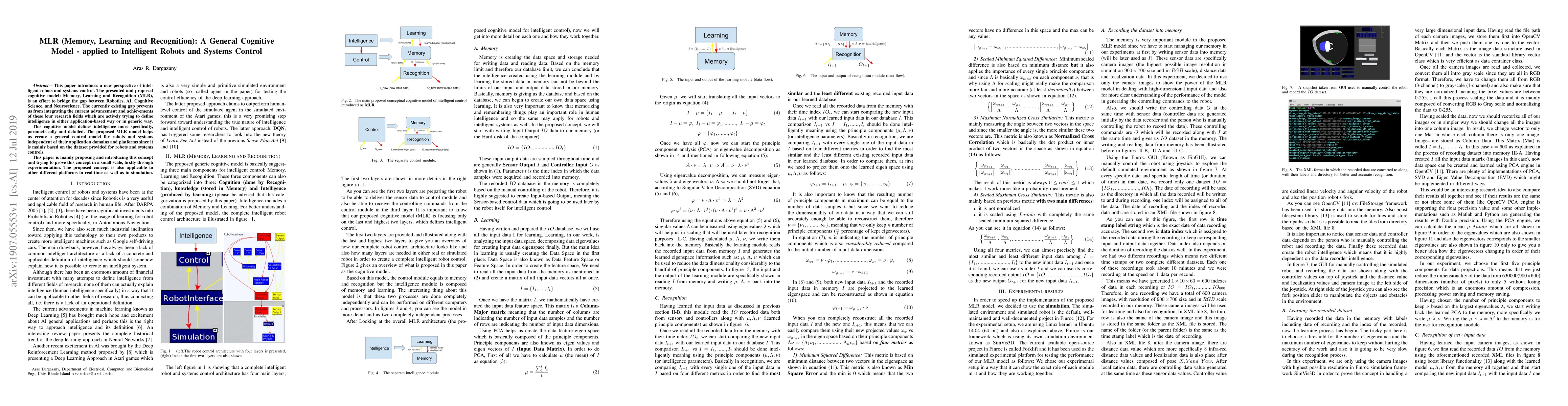 Thumbnail for MLR (Memory, Learning and Recognition): A General Cognitive Model --
  applied to Intelligent Robots and Systems Control