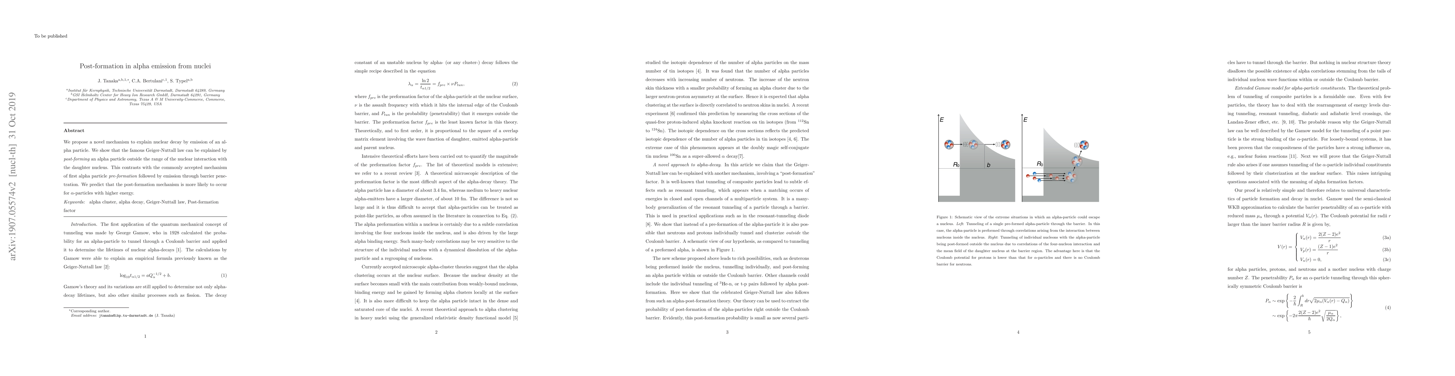 Thumbnail for Post-formation in alpha emission from nuclei