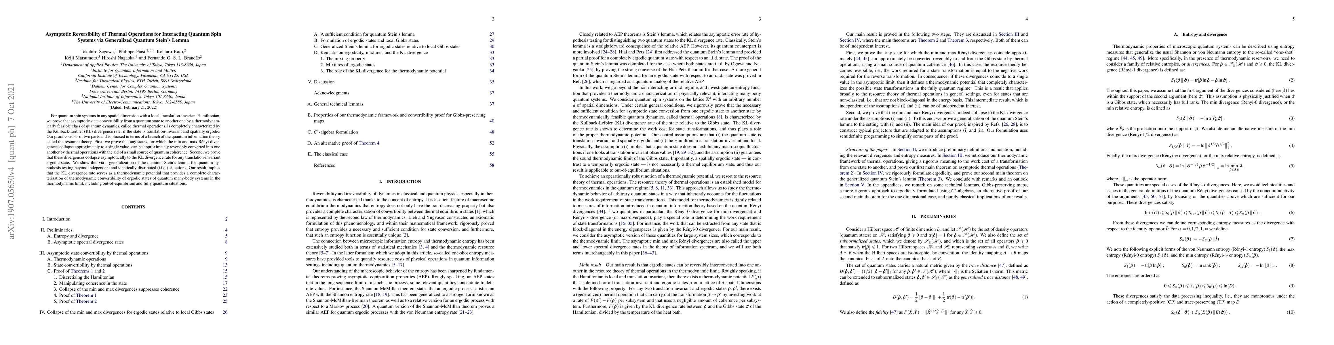 Thumbnail for Asymptotic Reversibility of Thermal Operations for Interacting Quantum
  Spin Systems via Generalized Quantum Stein's Lemma