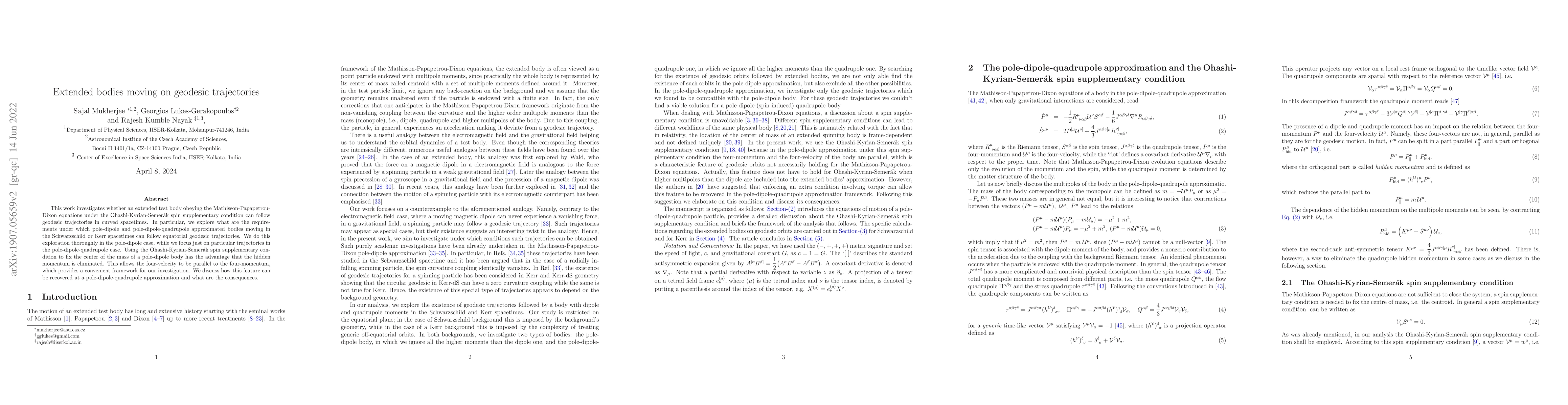 Thumbnail for Extended bodies moving on geodesic trajectories