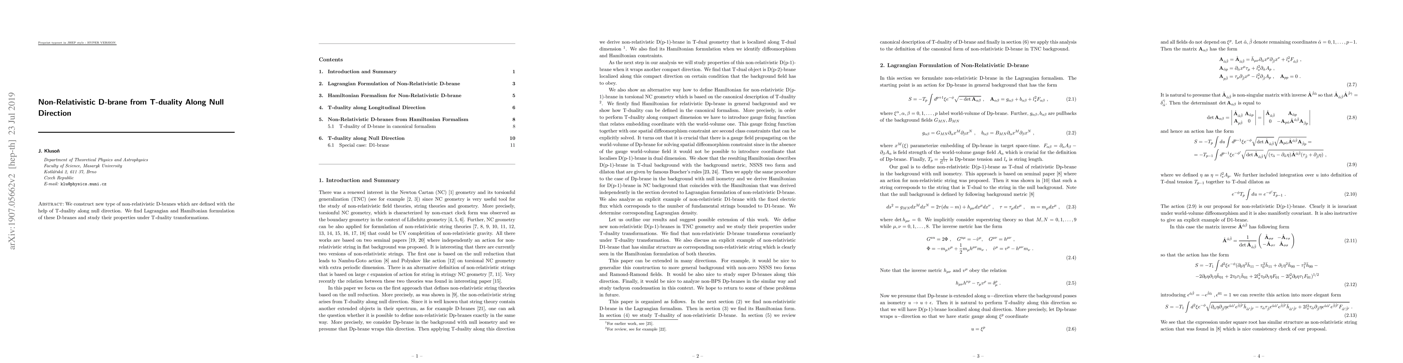 Thumbnail for Non-Relativistic D-brane from T-duality Along Null Direction