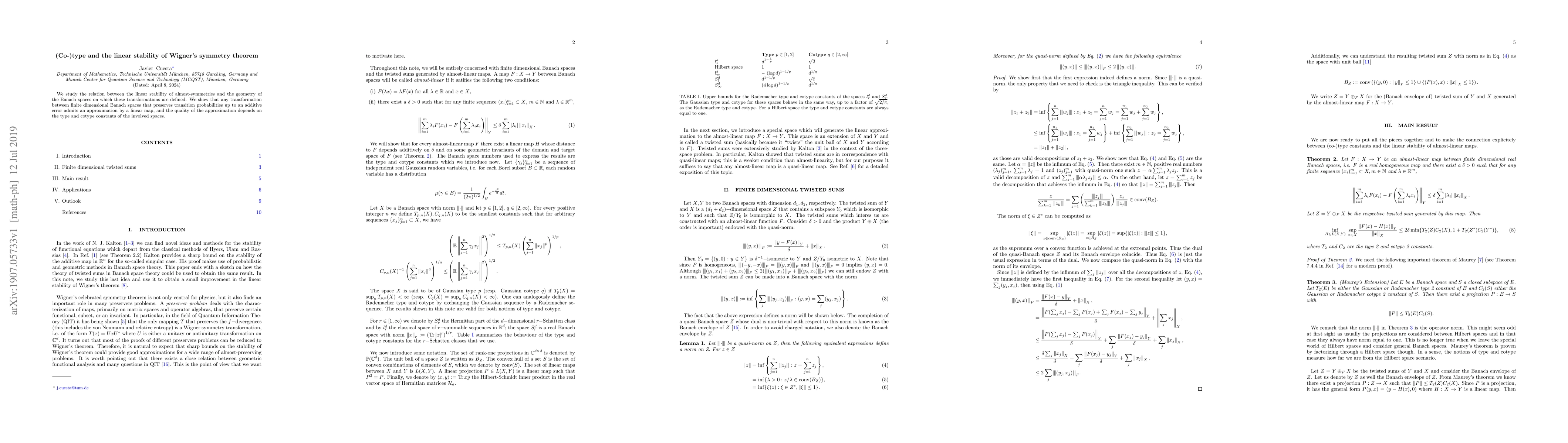 Thumbnail for (Co-)type and the linear stability of Wigner's symmetry theorem