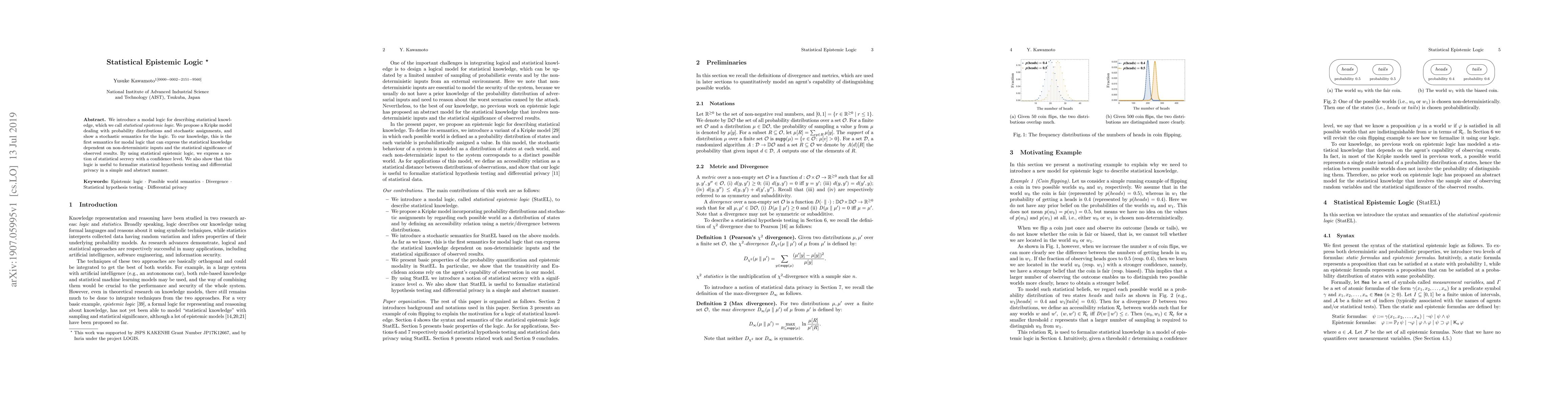 Thumbnail for Statistical Epistemic Logic