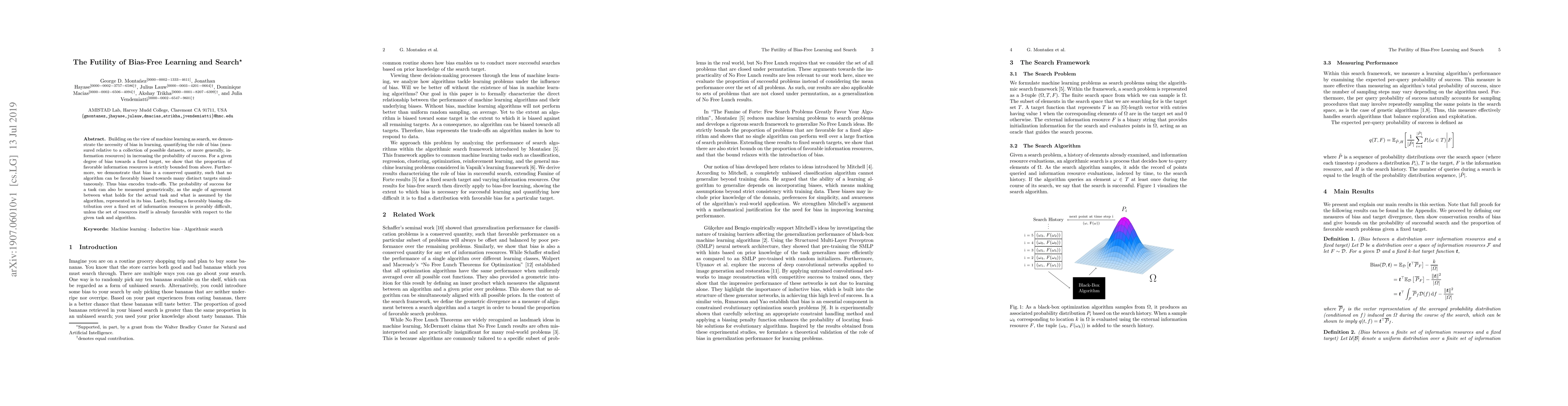 Thumbnail for The Futility of Bias-Free Learning and Search