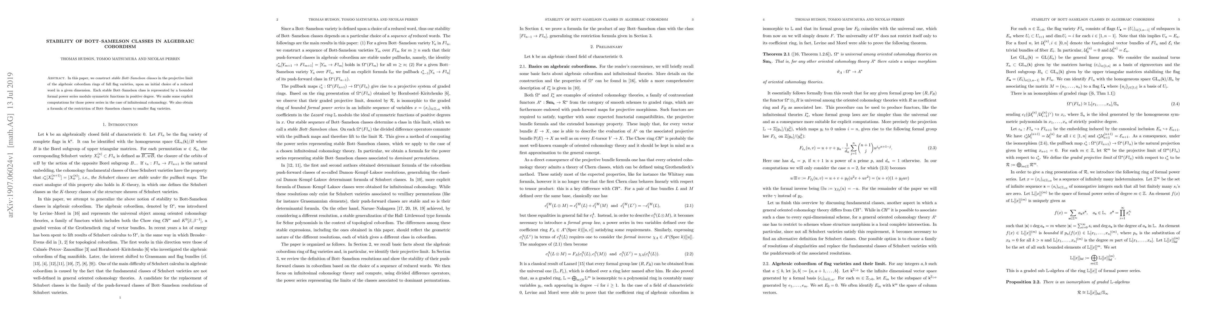 Thumbnail for Stability of Bott--Samelson Classes in Algebraic Cobordism