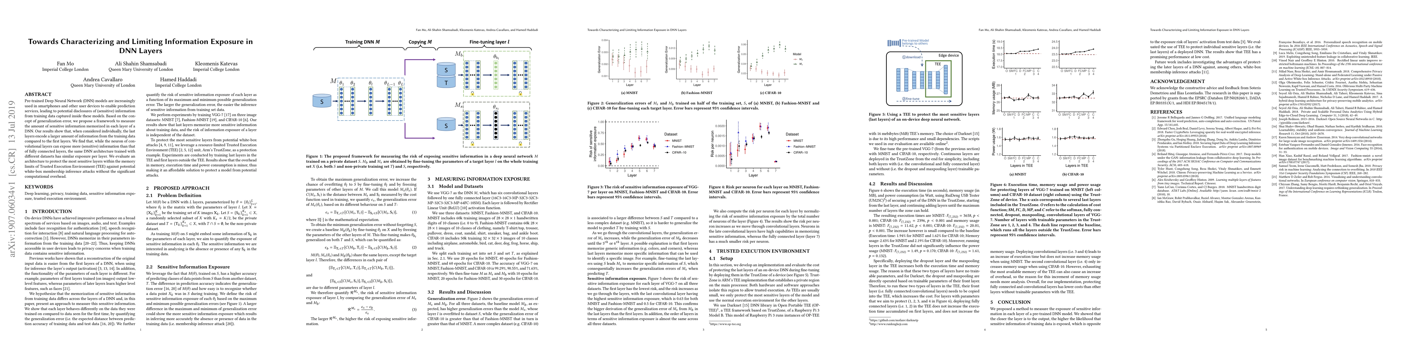 Thumbnail for Towards Characterizing and Limiting Information Exposure in DNN Layers