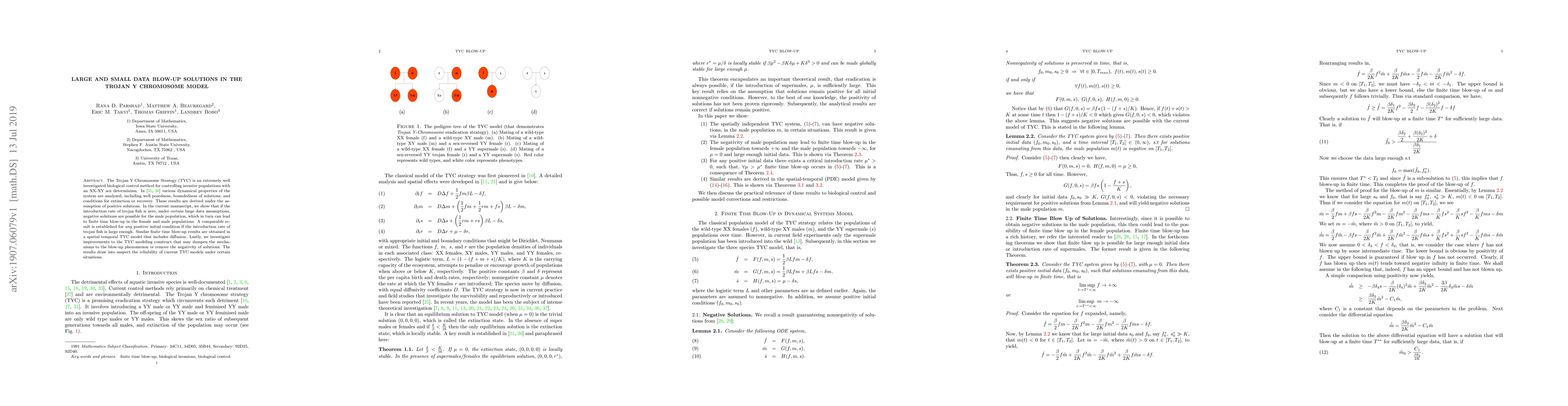 Thumbnail for Large and Small Data Blow-Up Solutions in the Trojan Y Chromosome Model