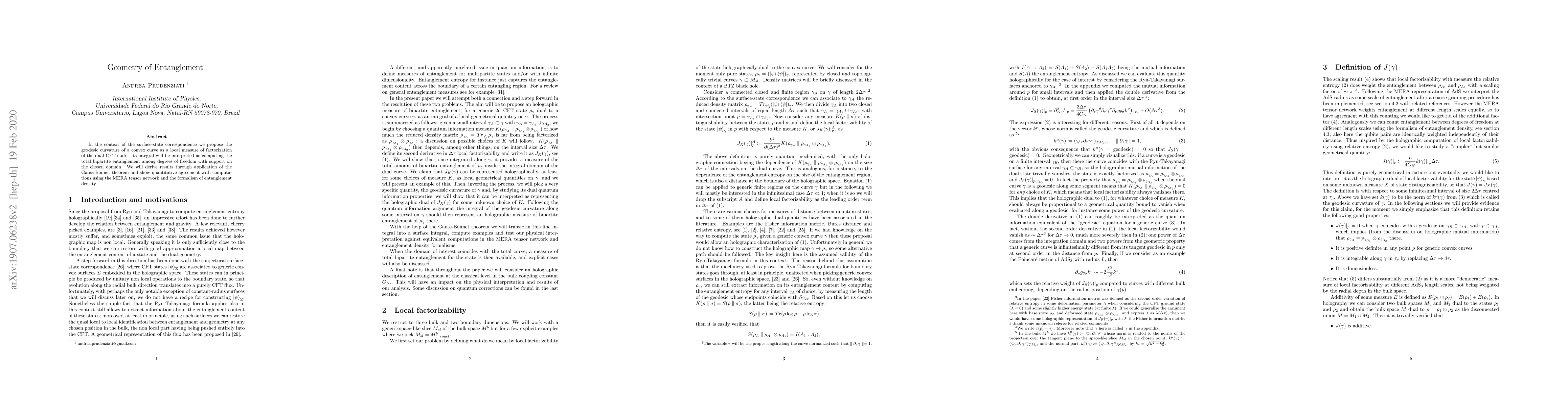 Thumbnail for Geometry of Entanglement