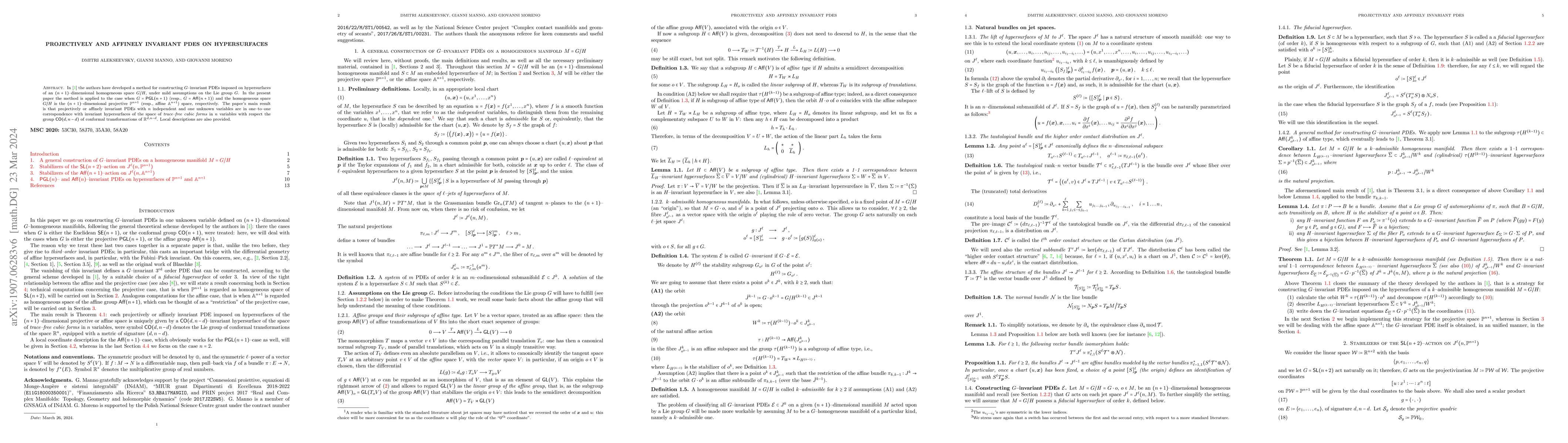 Thumbnail for Projectively and affinely invariant PDEs on hypersurfaces