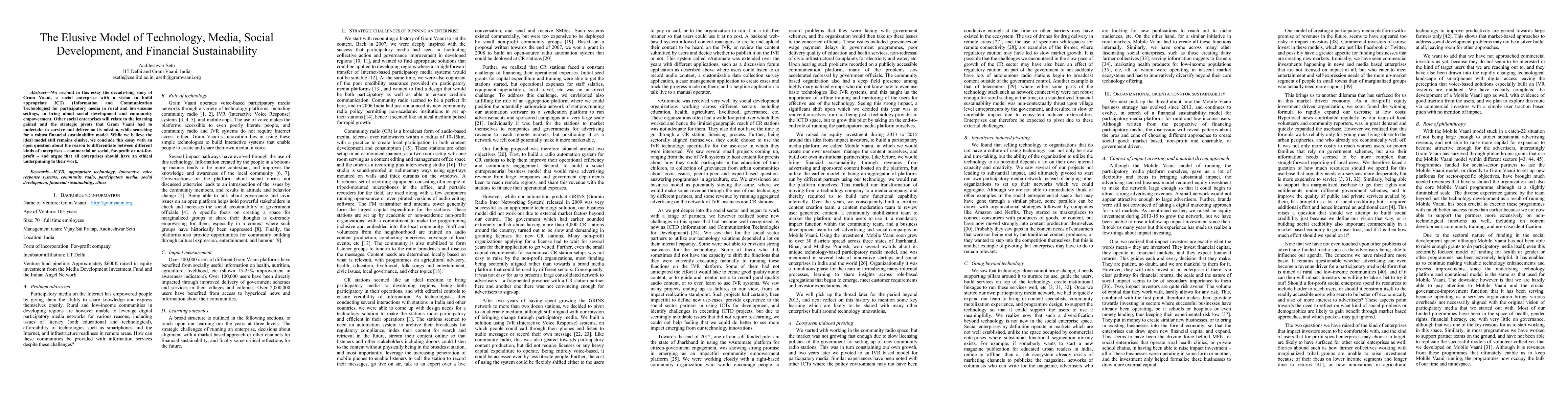 Thumbnail for The Elusive Model of Technology, Media, Social Development, and
  Financial Sustainability