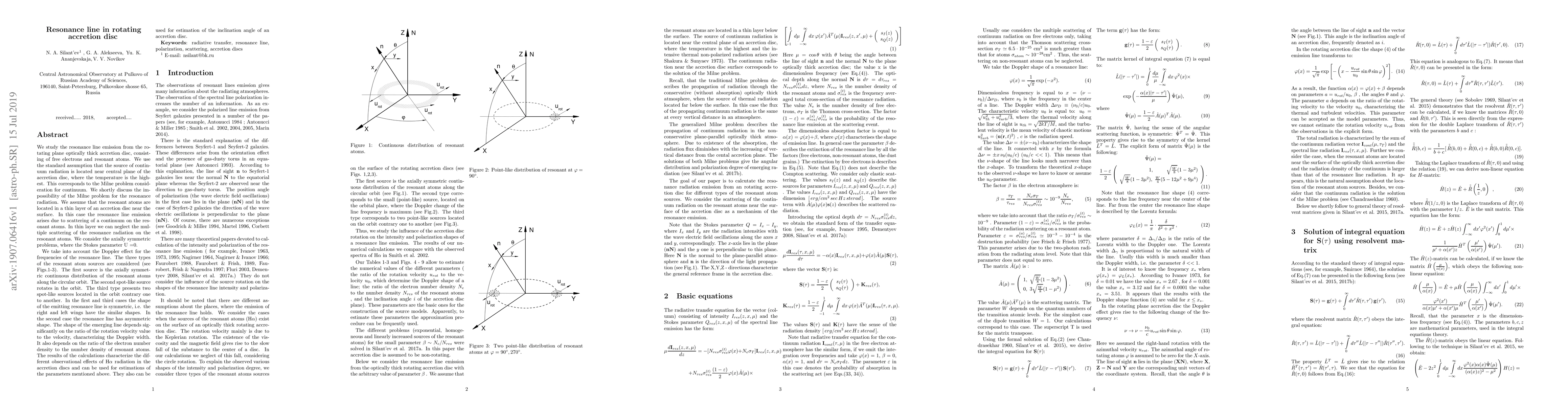 Thumbnail for Resonance line in rotating accretion disc