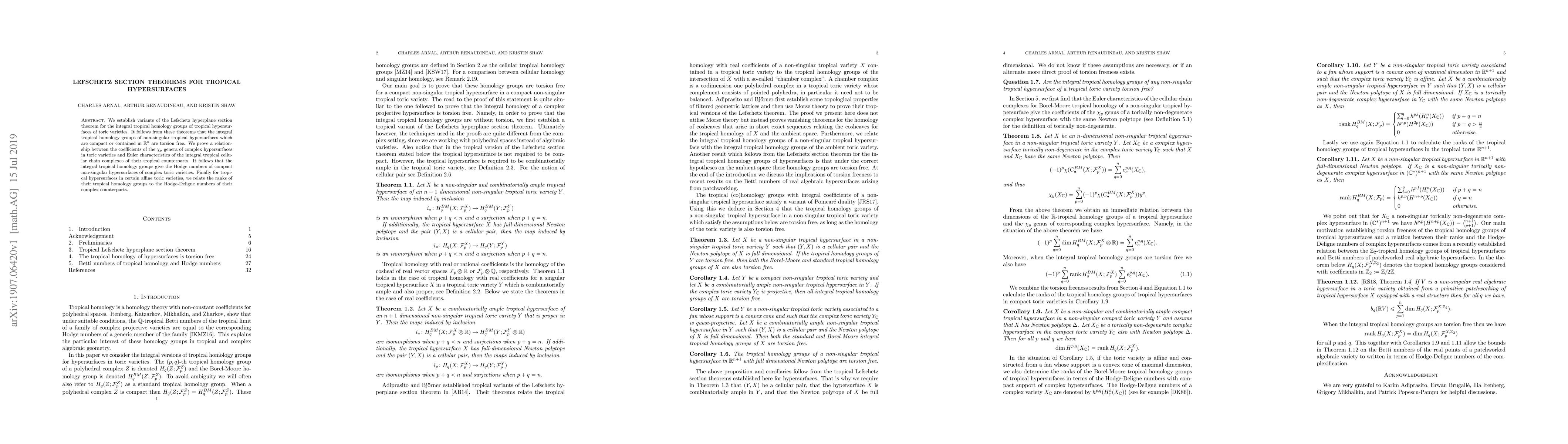 Thumbnail for Lefschetz section theorems for tropical hypersurfaces