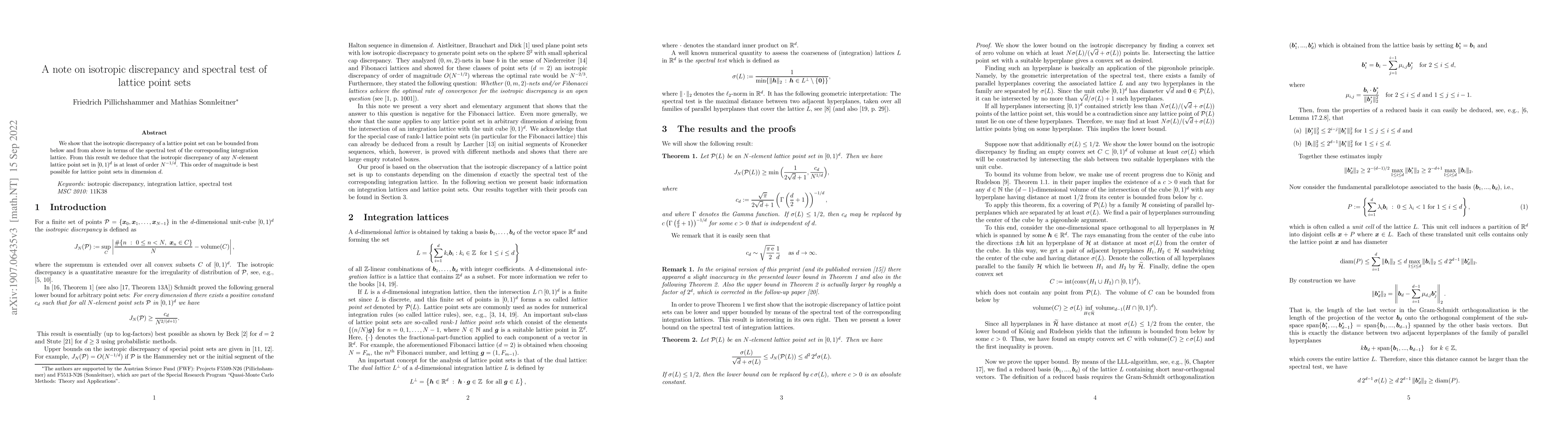 Thumbnail for A note on isotropic discrepancy and spectral test of lattice point sets