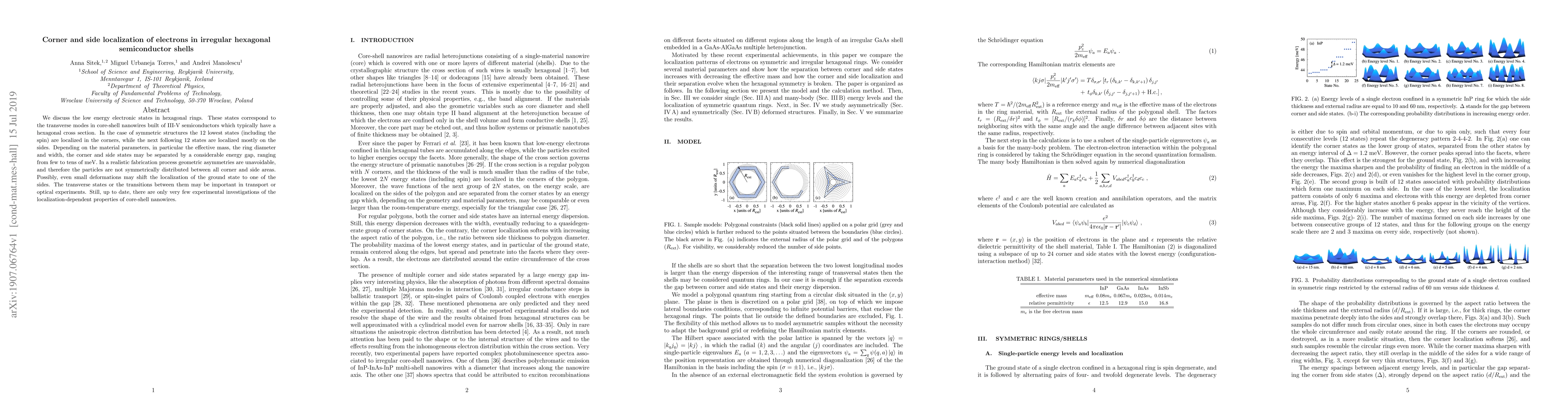 Thumbnail for Corner and side localization of electrons in irregular hexagonal
  semiconductor shells