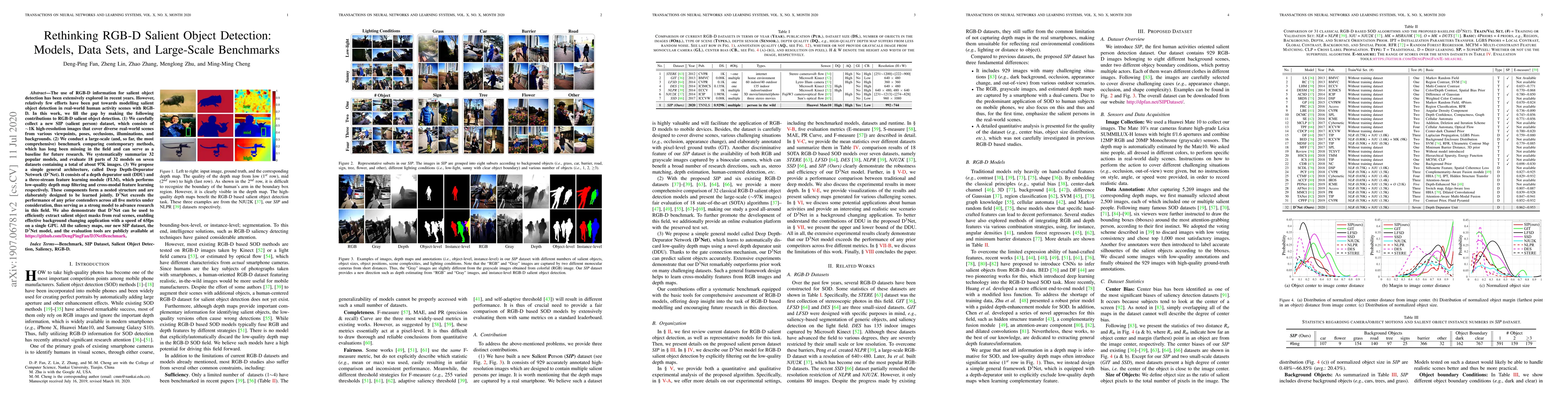 Thumbnail for Rethinking RGB-D Salient Object Detection: Models, Data Sets, and
  Large-Scale Benchmarks