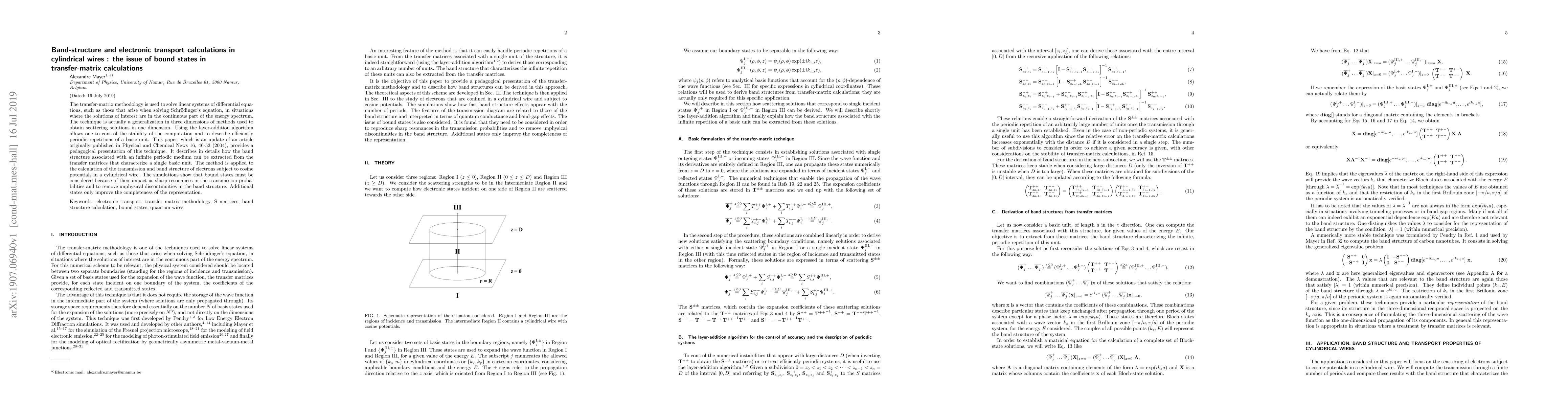 Thumbnail for Band-structure and electronic transport calculations in cylindrical
  wires : the issue of bound states in transfer-matrix calculations