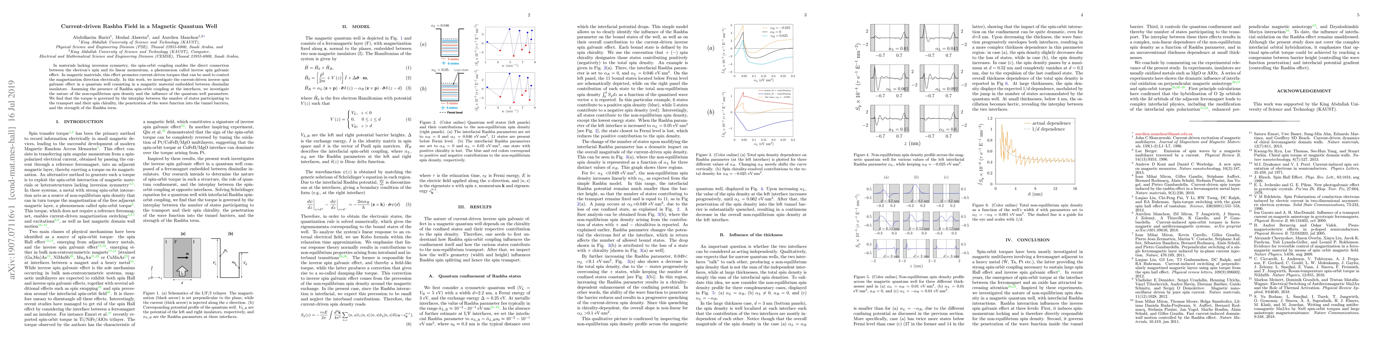 Thumbnail for Current-driven Rashba Field in a Magnetic Quantum Well