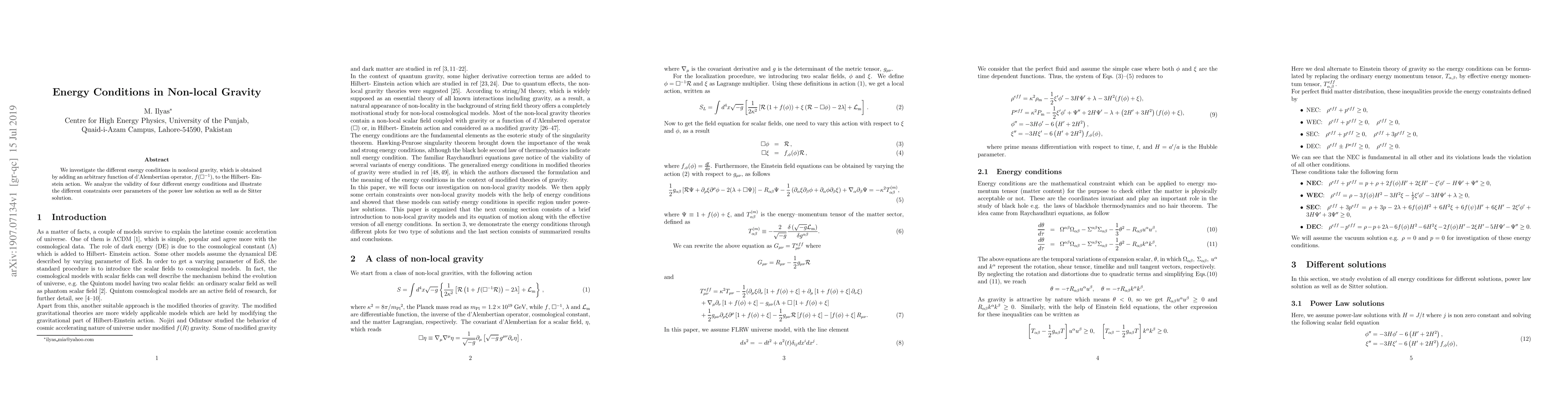 Thumbnail for Energy Conditions in Non-local Gravity