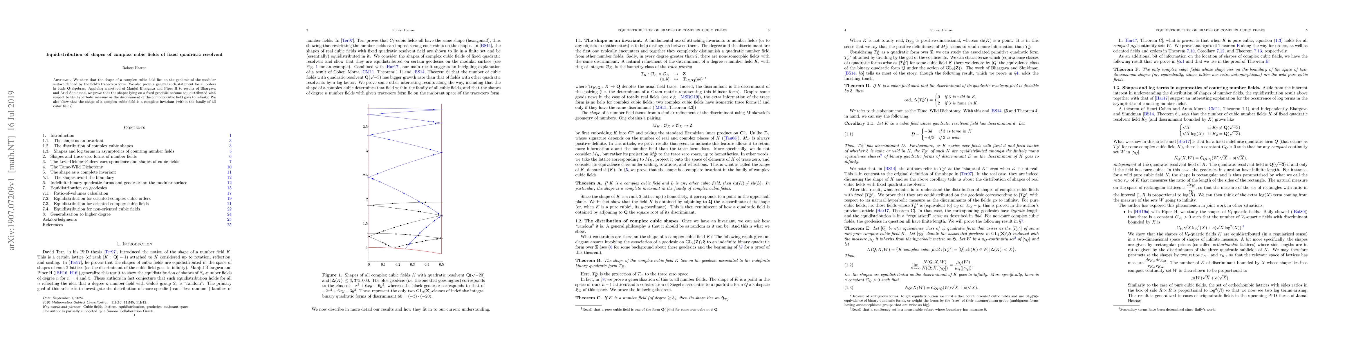 Thumbnail for Equidistribution of shapes of complex cubic fields of fixed quadratic
  resolvent