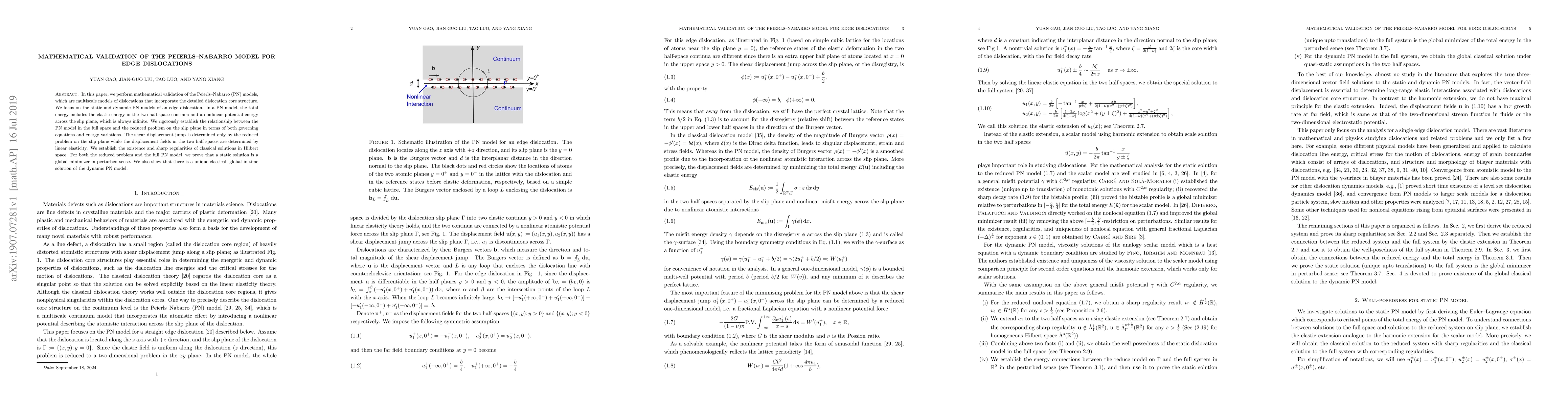 Thumbnail for Mathematical validation of the Peierls--Nabarro model for edge
  dislocations
