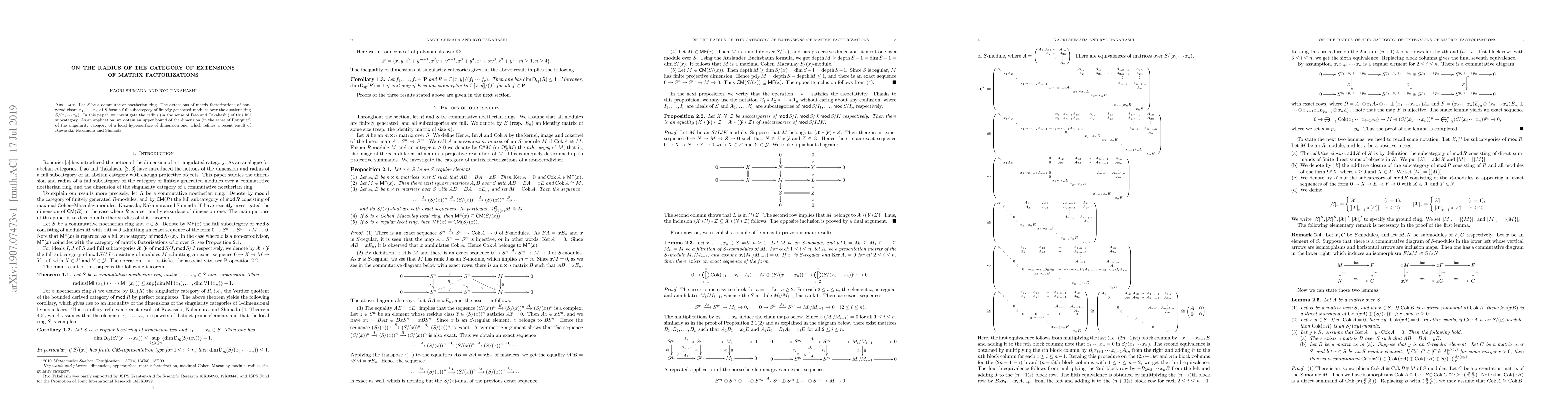 Thumbnail for On the radius of the category of extensions of matrix factorizations